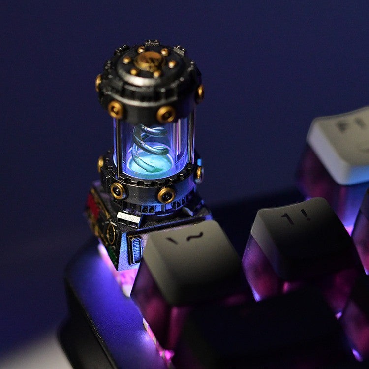 Clackycharm handgemaakte artisanale keycap met doorschijnende capsule en spiraalontwerp voor mechanische toetsenborden